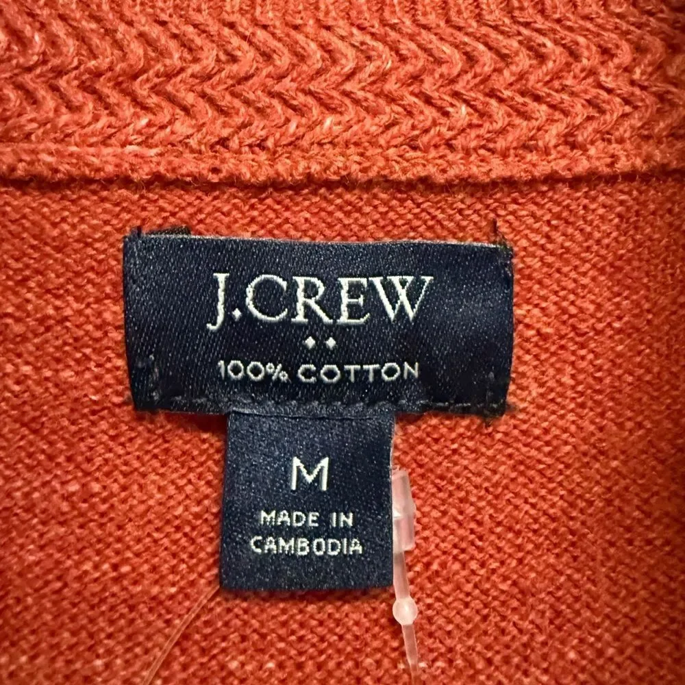 J. Crew Men's quarter Zip Sweater in copper red color